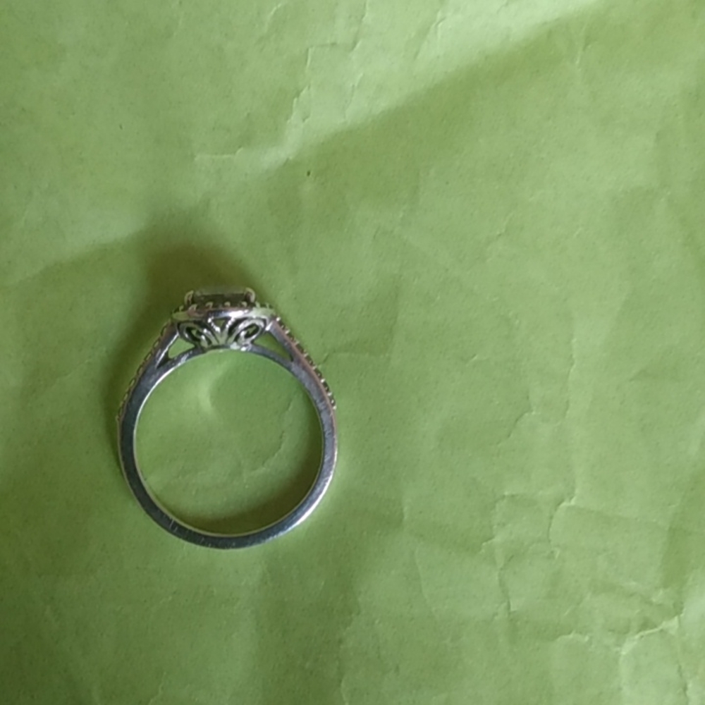 CZ halo round stone sterling silver engagement ring size 7 - Picture 5 of 6